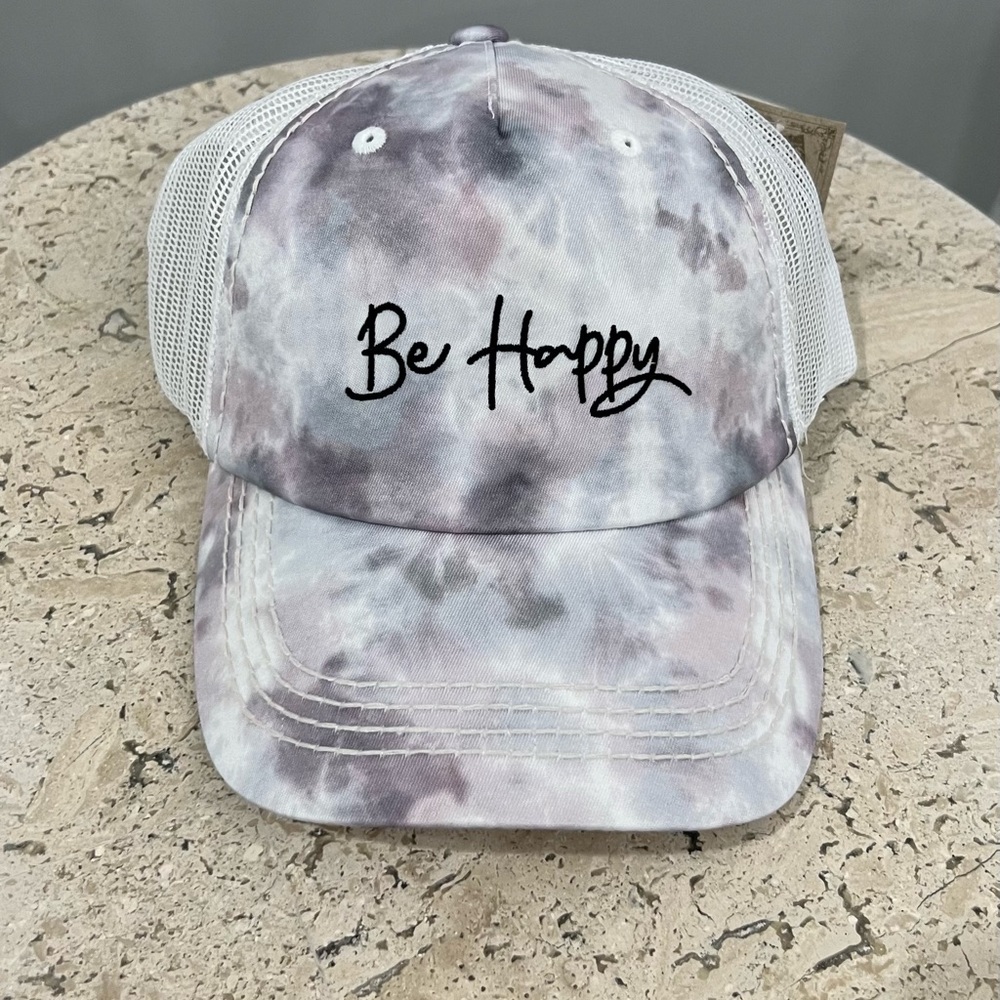 Tie dye “Be Happy” cap.